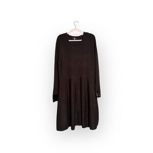 Jason Wu black sweater dress sequin sleeve cuffs women's size xl acrylic/nylon/s